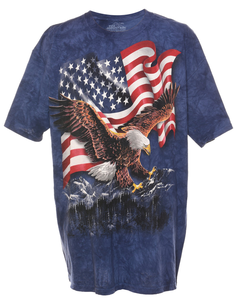 The Mountain Navy, Red & White American Flag Tie Dye T-shirt - XXL