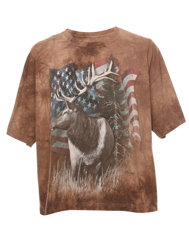 The Mountain Stag Design Tie Dye T-Shirt - XL