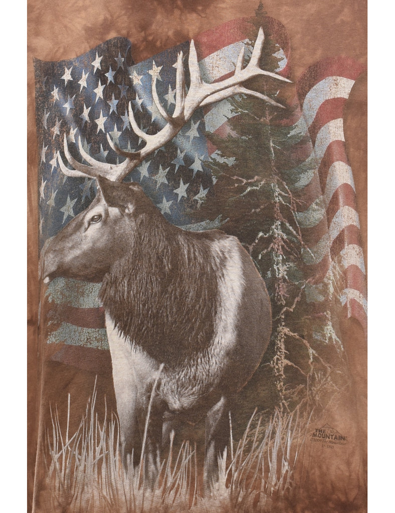 The Mountain Stag Design Tie Dye T-Shirt - XL