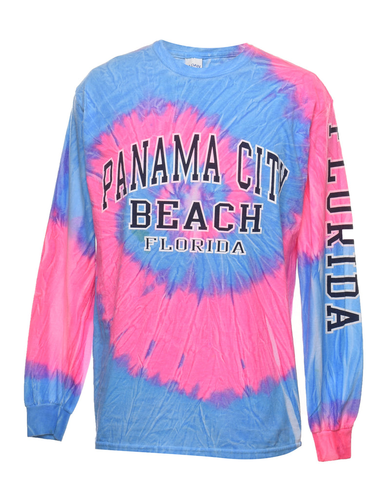 Tie Dye Blue & Pink Printed T-shirt - M