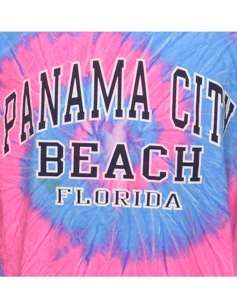 Tie Dye Blue & Pink Printed T-shirt - M