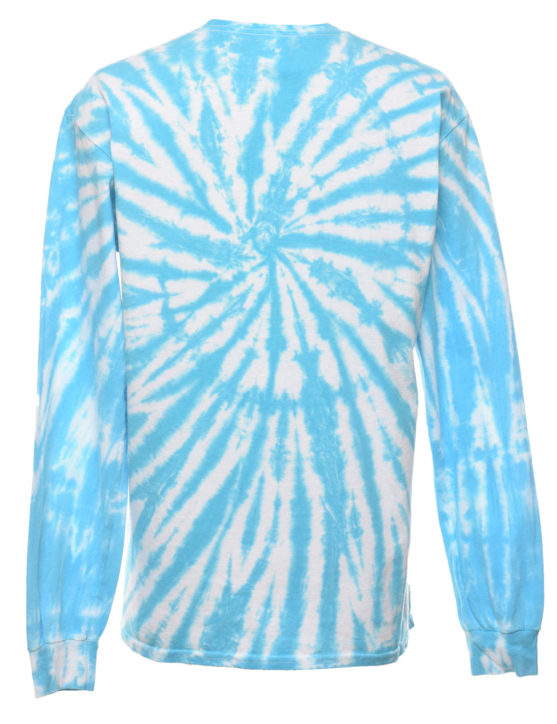 Tie Dye Blue & White Mapl Printed T-shirt - M
