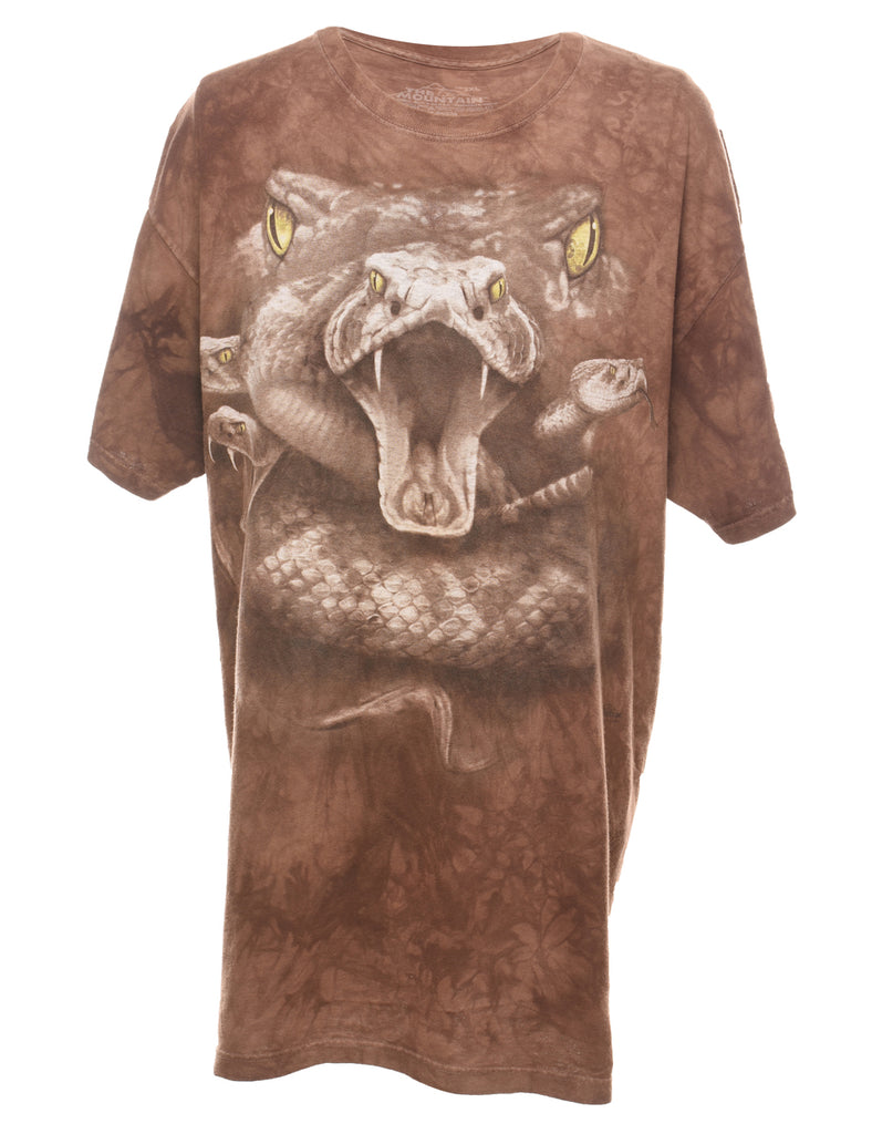 Tie Dye Brown The Mountain Snake Animal T-shirt - XL