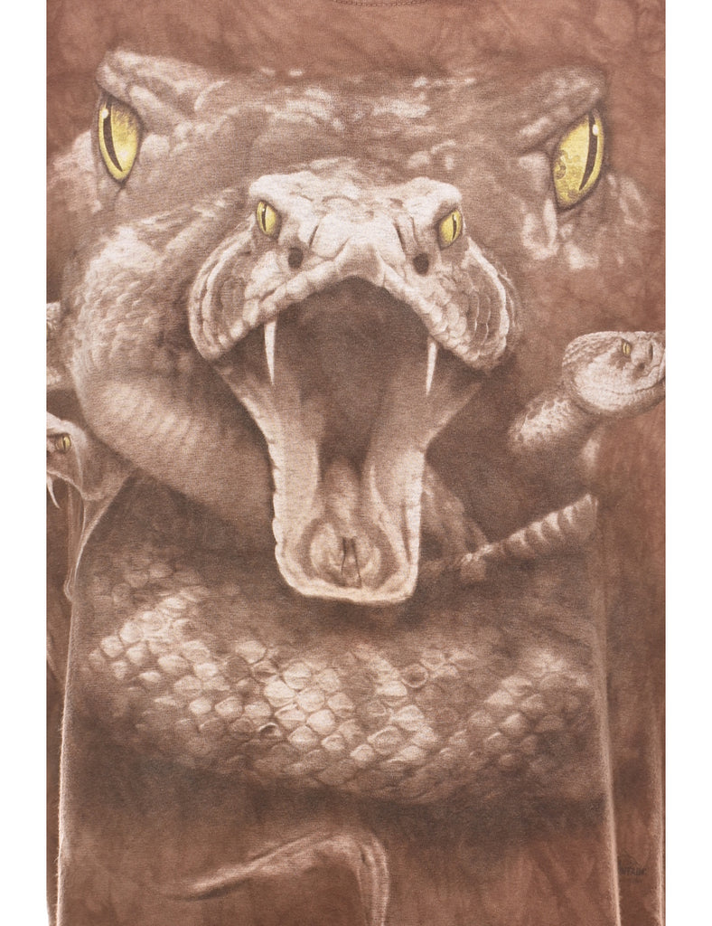 Tie Dye Brown The Mountain Snake Animal T-shirt - XL