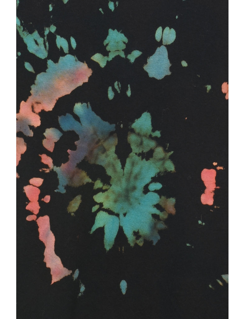 Tie Dye Design Black & Multi-Colour T-Shirt - L