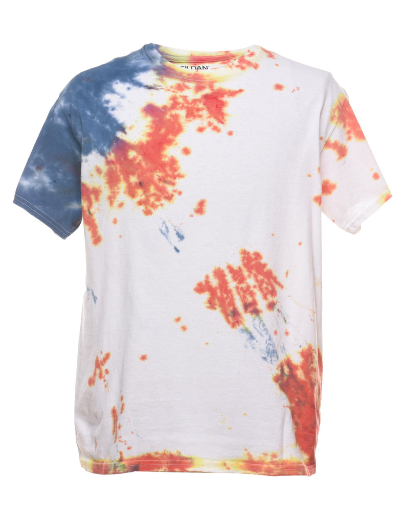 Tie Dye Design Casual Printed T-shirt - L