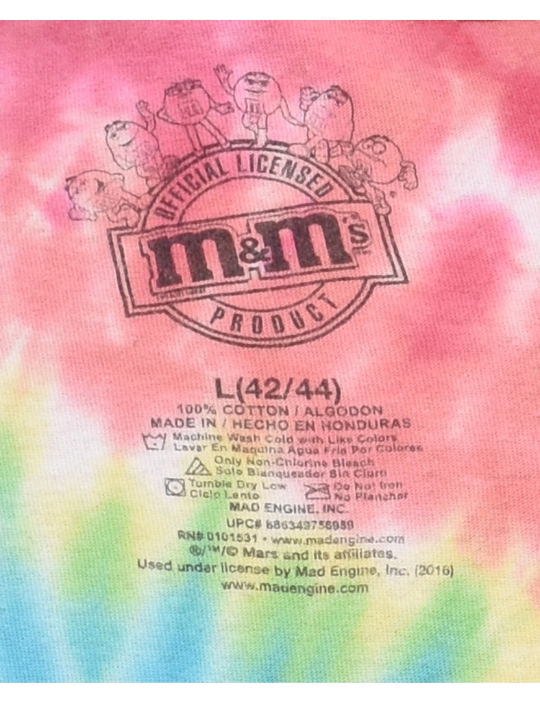 Tie Dye Design Multi-Colour M&M T-shirt - L