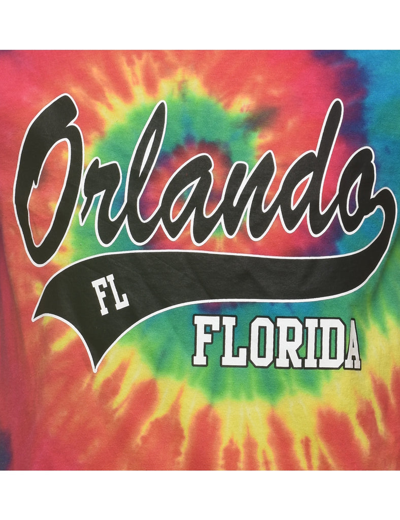 Tie Dye Design Multi-Colour Orlando Printed T-shirt - S