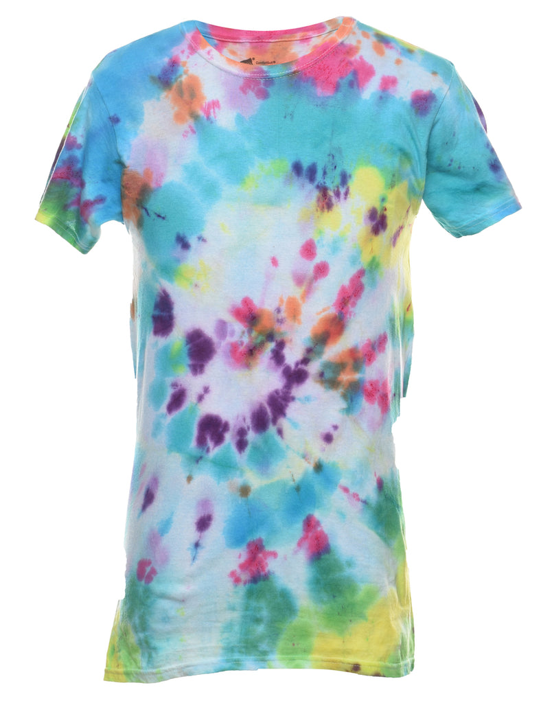 Tie Dye Design Multi-Colour Printed T-shirt - S