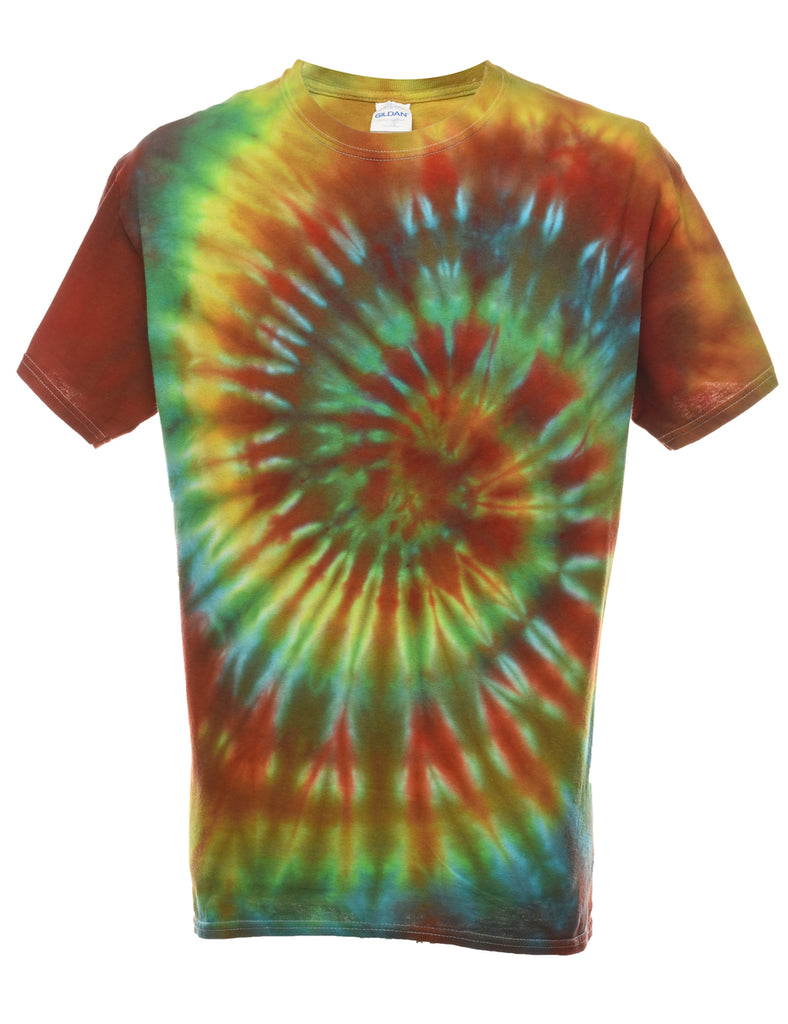 Tie Dye Design Multi-Colour Printed T-shirt - L