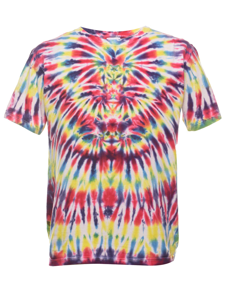 Tie Dye Design Multi-Colour Printed T-shirt - M