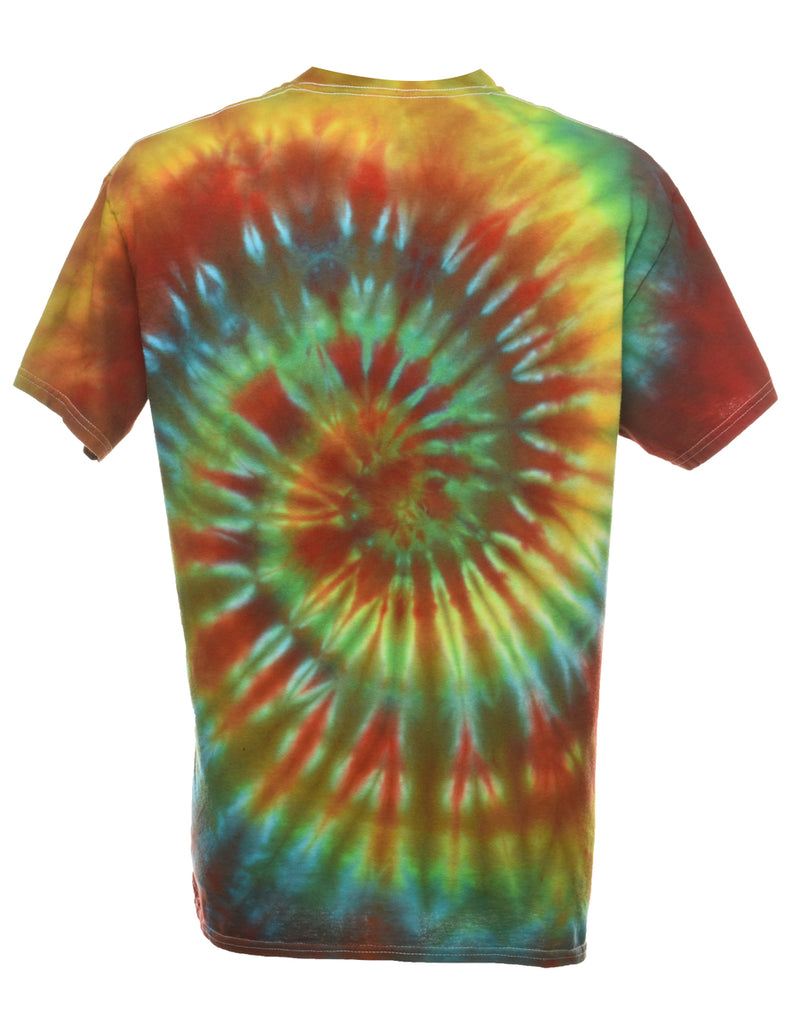 Tie Dye Design Multi-Colour Printed T-shirt - L