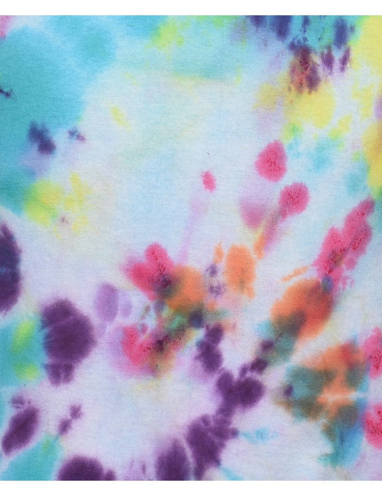 Tie Dye Design Multi-Colour Printed T-shirt - S