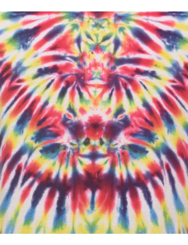 Tie Dye Design Multi-Colour Printed T-shirt - M