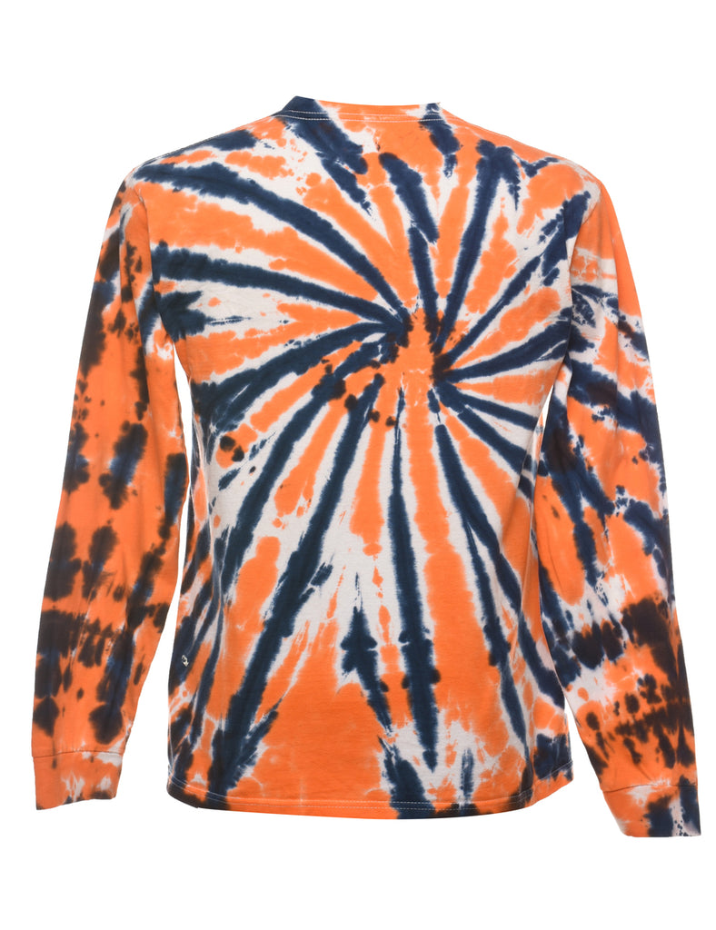 Tie Dye Design Navy & Orange Virginia Printed T-shirt - M