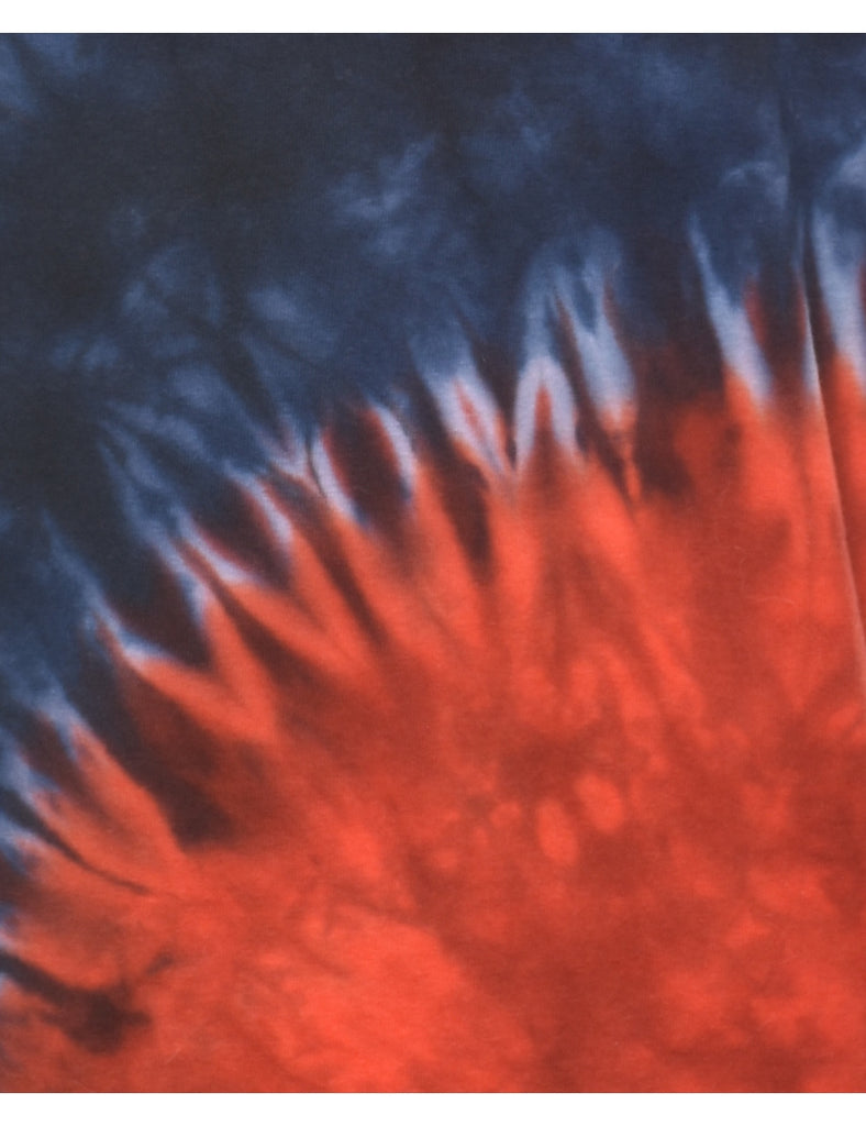 Tie Dye Design Navy & Red Printed T-shirt - L