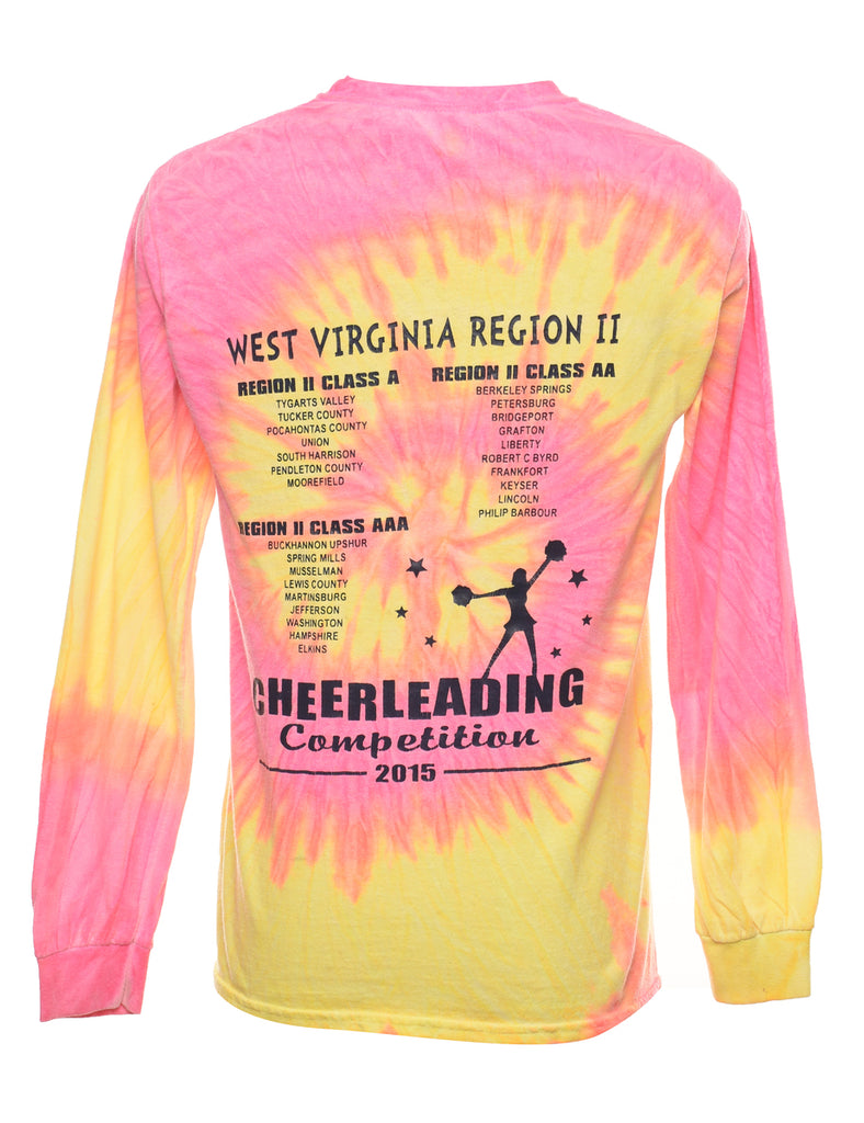 Tie Dye Design Yellow & Pink Printed T-shirt - S