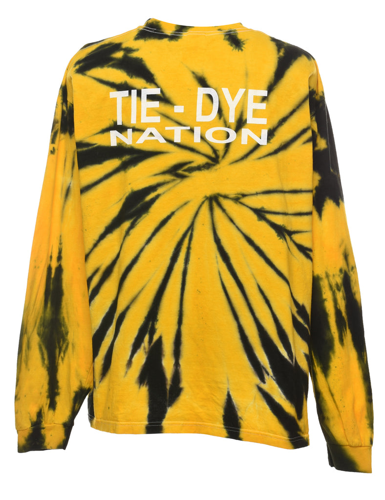 Tie-dye Effect WF Black & Yellow Basketball Design Sports T-shirt - XL