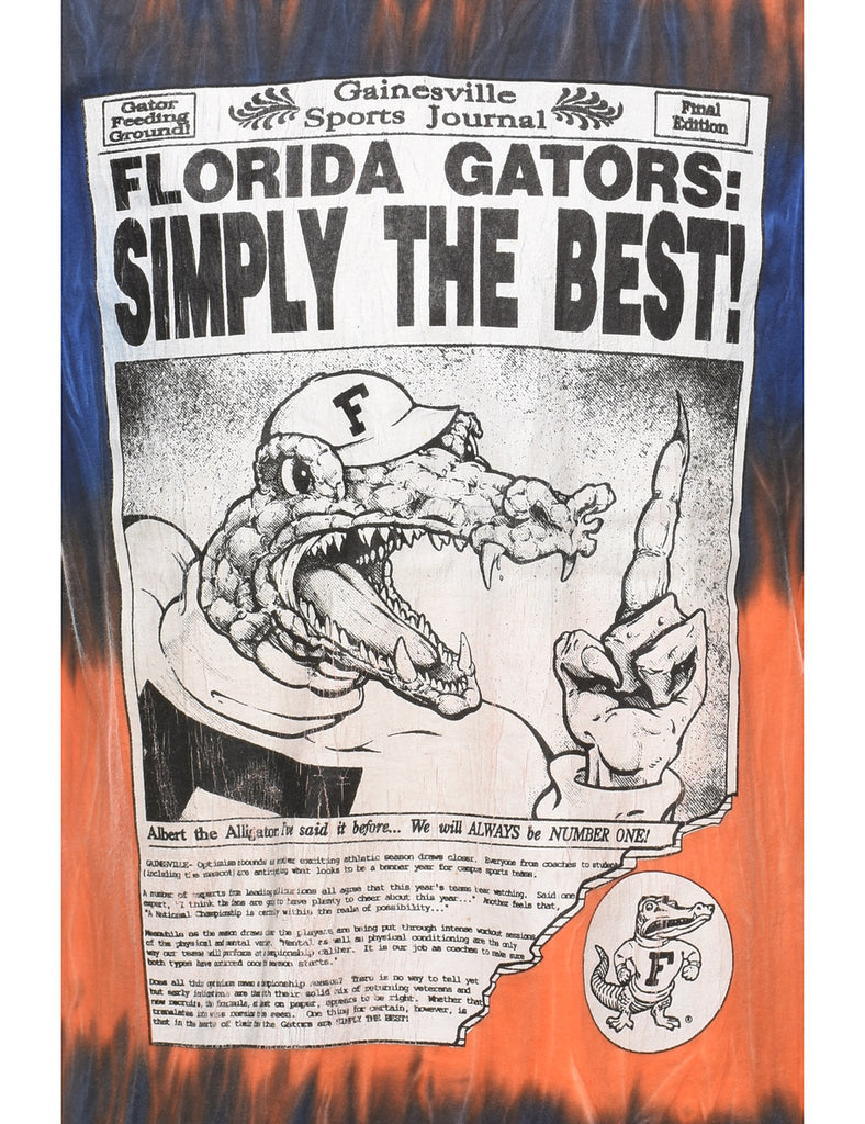 Tie Dye Florida Gators Printed Orange & Blue T-shirt - L