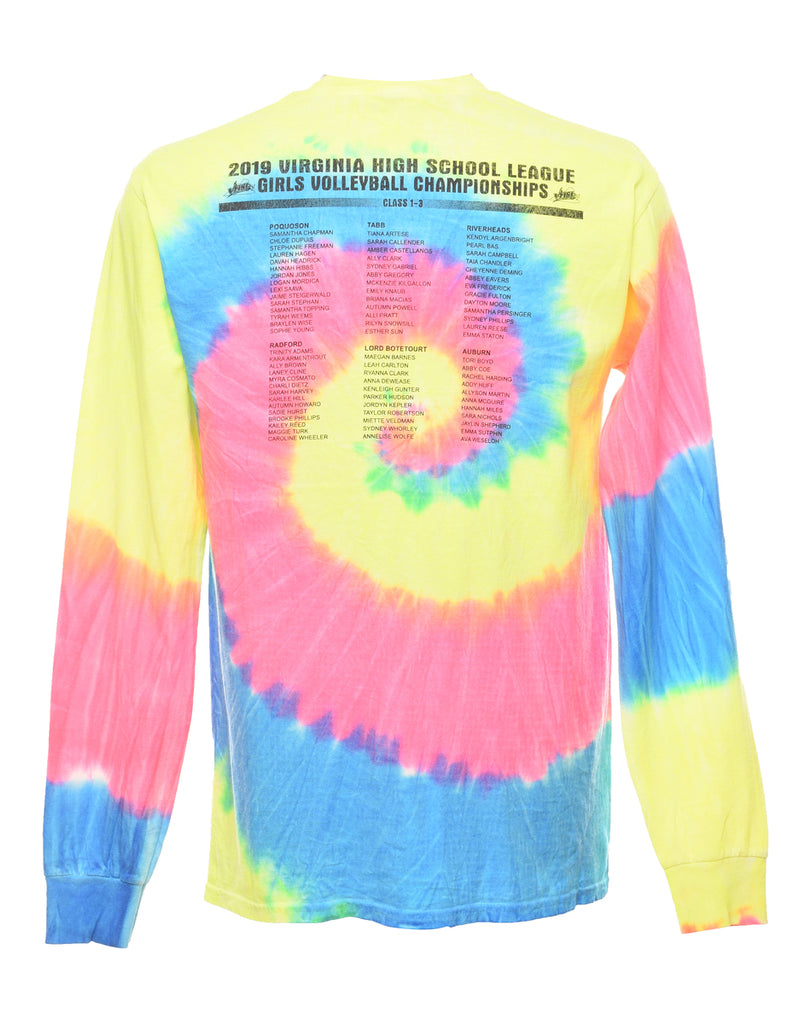 Tie Dye Multi-Colour Volleyball Sports T-shirt - M