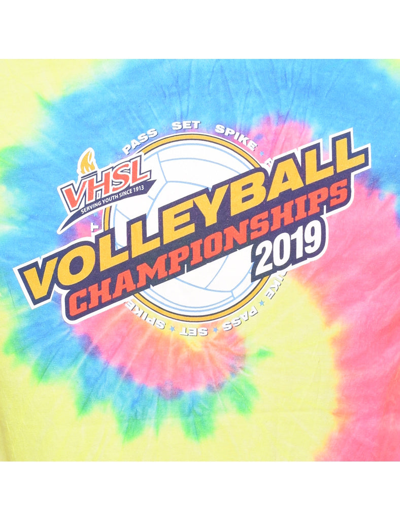 Tie Dye Multi-Colour Volleyball Sports T-shirt - M
