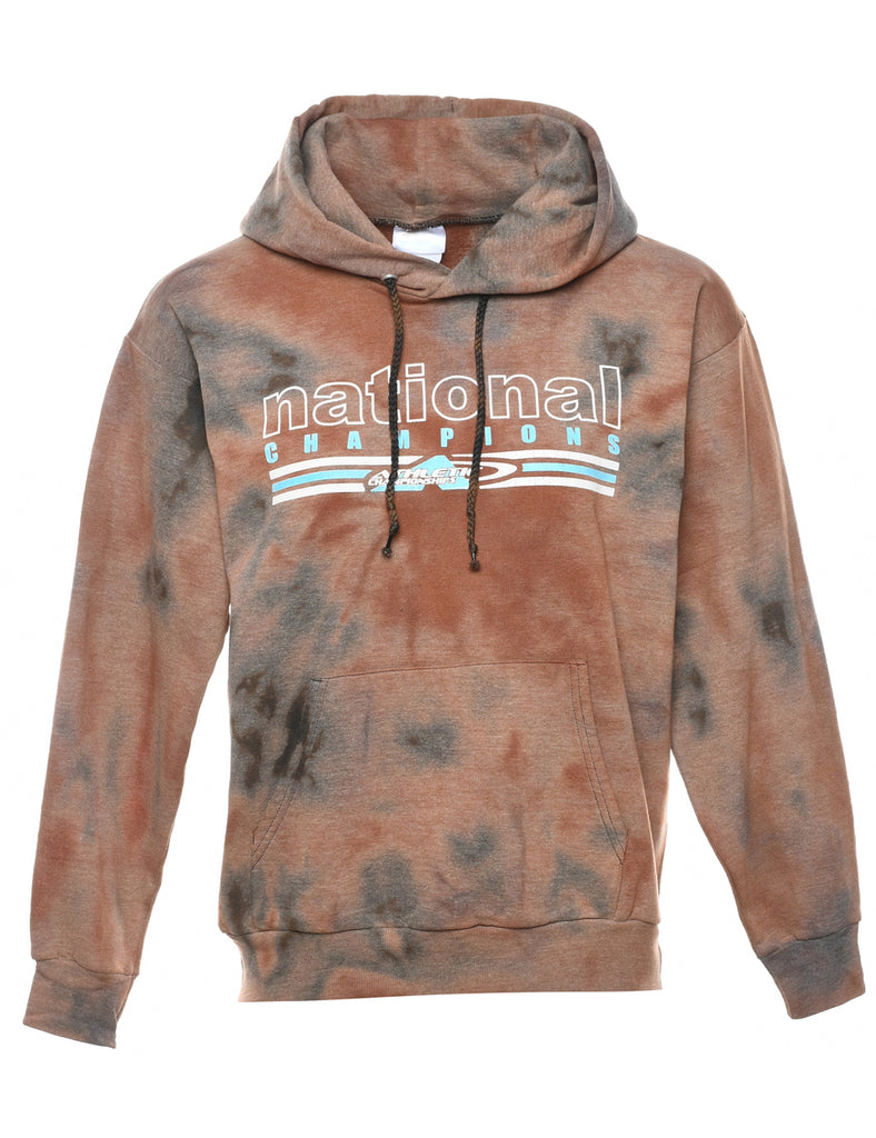 Tie-dye National Champions Light Brown & Grey Hoodie - S