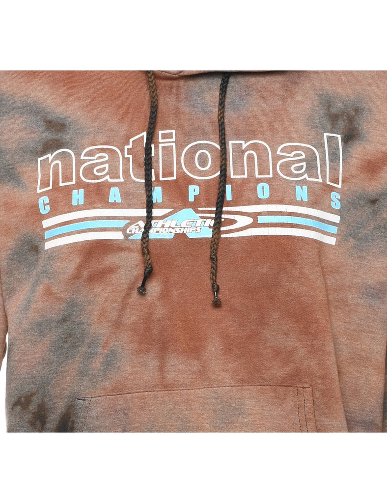 Tie-dye National Champions Light Brown & Grey Hoodie - S