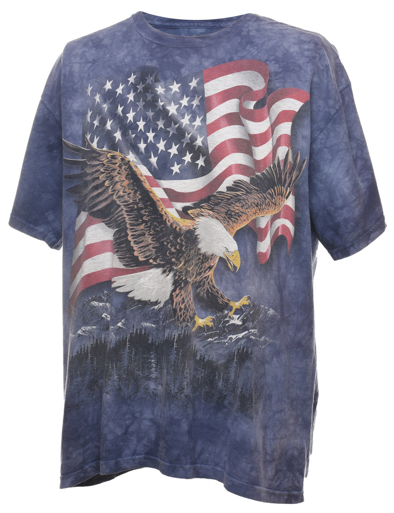 Tie Dye Navy & Red The Mountain Eagle Animal T-shirt - XL
