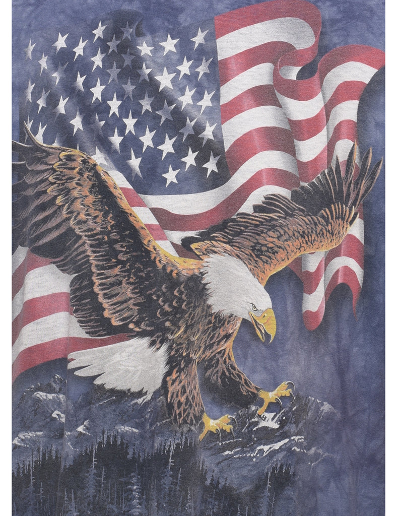 Tie Dye Navy & Red The Mountain Eagle Animal T-shirt - XL