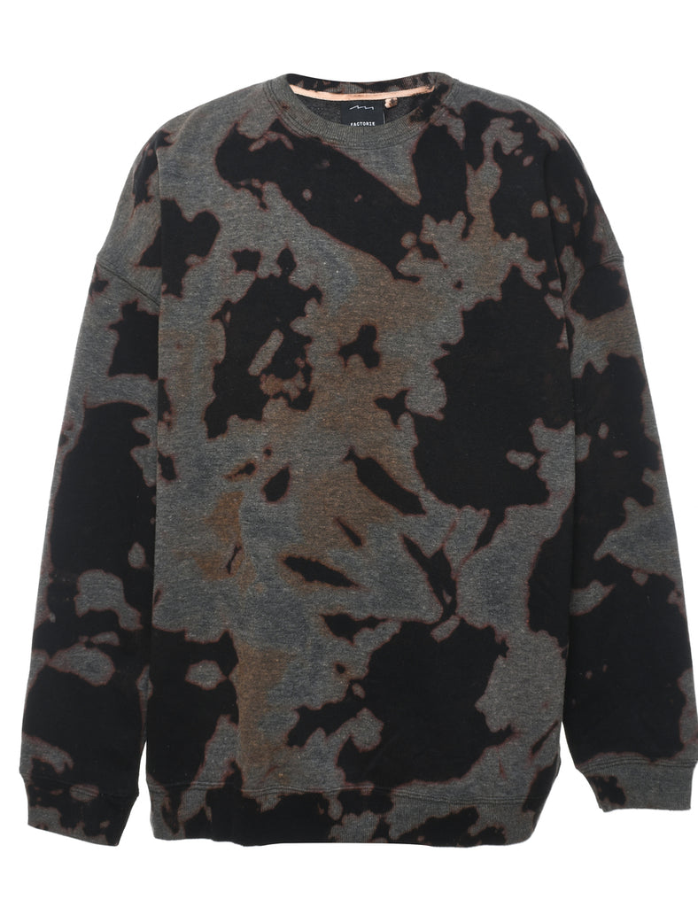 Tie-dye Printed Black & Grey Sweatshirt - M