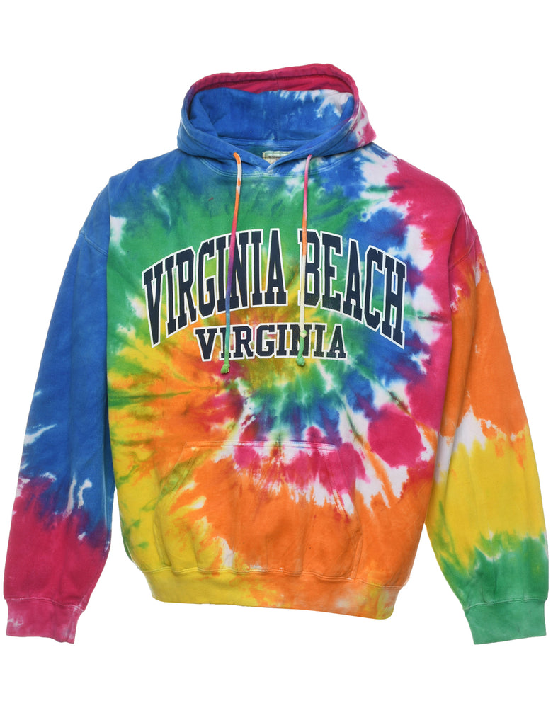 Tie-dye Printed Multi-Colour Virginia Beach Hoodie - XL