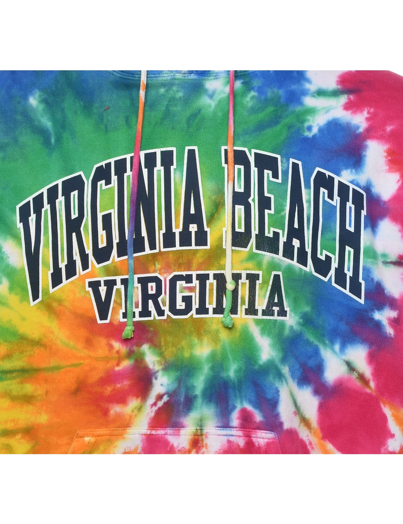 Tie-dye Printed Multi-Colour Virginia Beach Hoodie - XL
