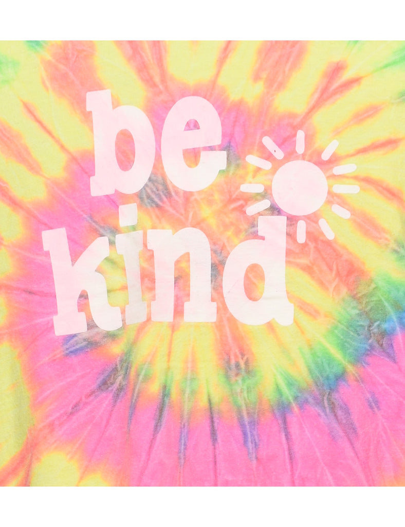 Tie Dyed Be Kind Multi-Colour Printed T-shirt - XL