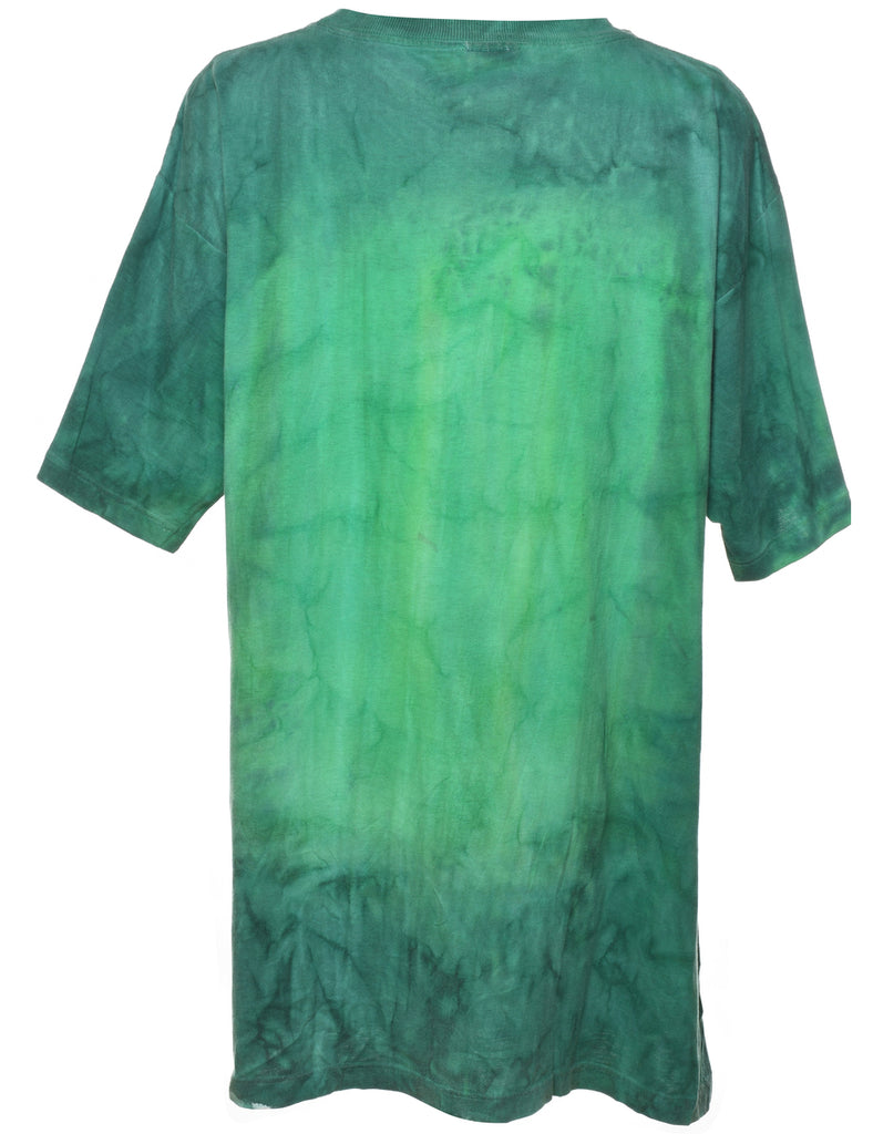Tie Dyed Green Cartoon T-shirt - XL
