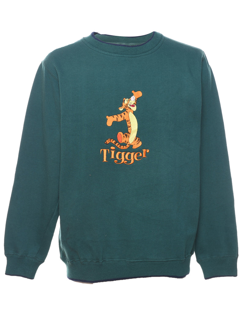 Tigger Dark Green 1990s Cartoon Sweatshirt - M