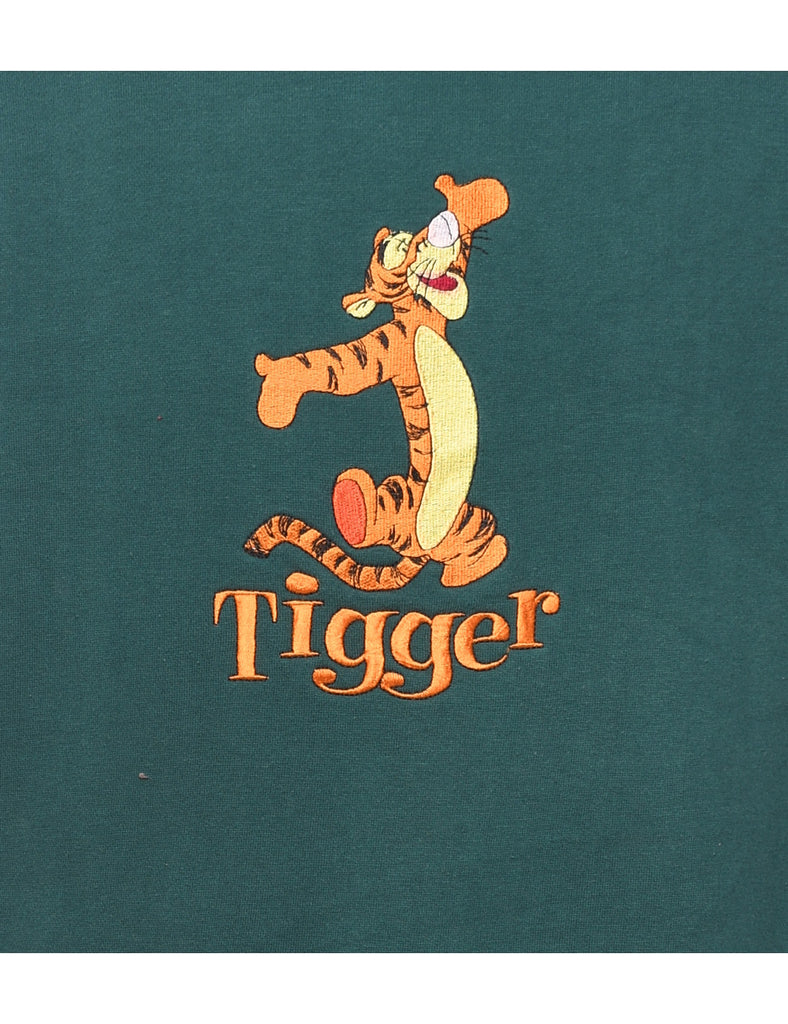 Tigger Dark Green 1990s Cartoon Sweatshirt - M