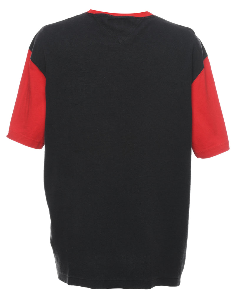 Tommy Hilfiger Black & Red 1990s T-Shirt - XL