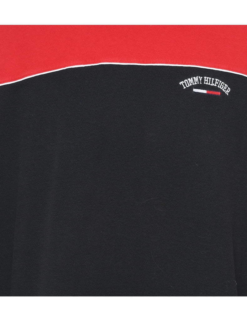 Tommy Hilfiger Black & Red 1990s T-Shirt - XL