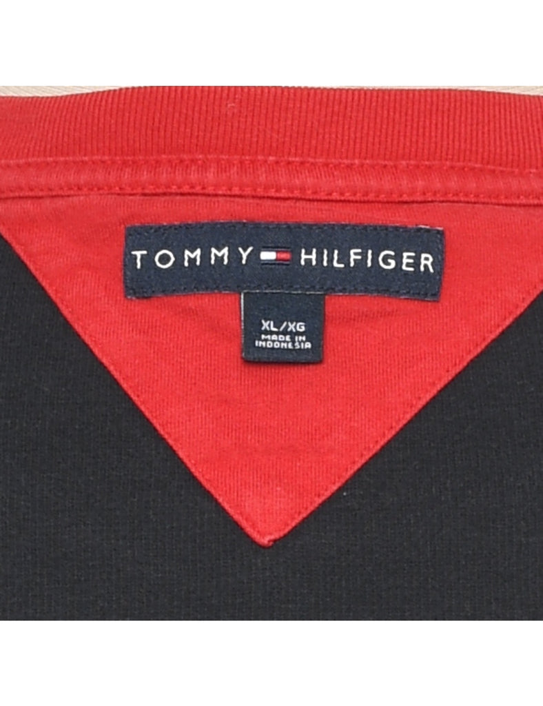 Tommy Hilfiger Black & Red 1990s T-Shirt - XL