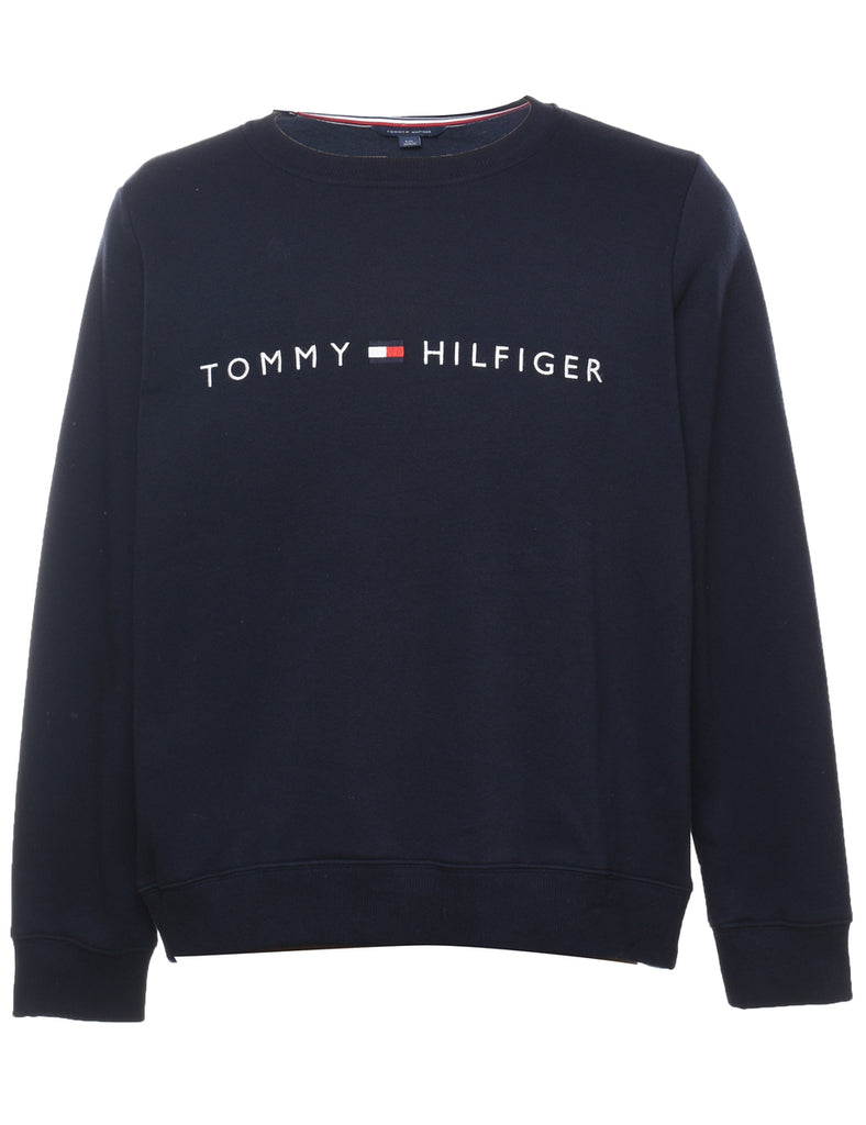 Tommy Hilfiger Navy Embroidered 1990s Sweatshirt - L