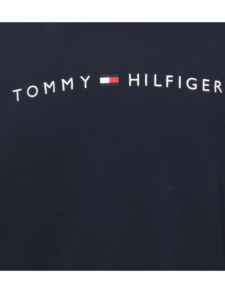 Tommy Hilfiger Navy Embroidered 1990s Sweatshirt - L