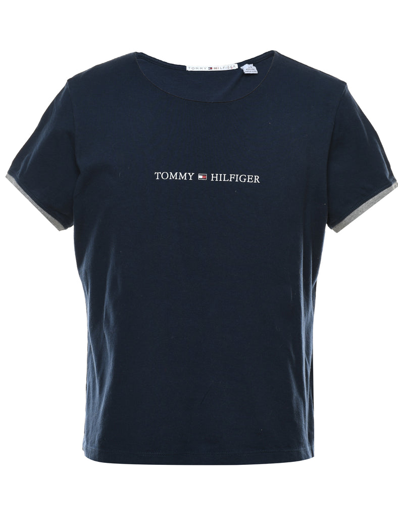 Tommy Hilfiger Navy & White 1990s T-Shirt - L
