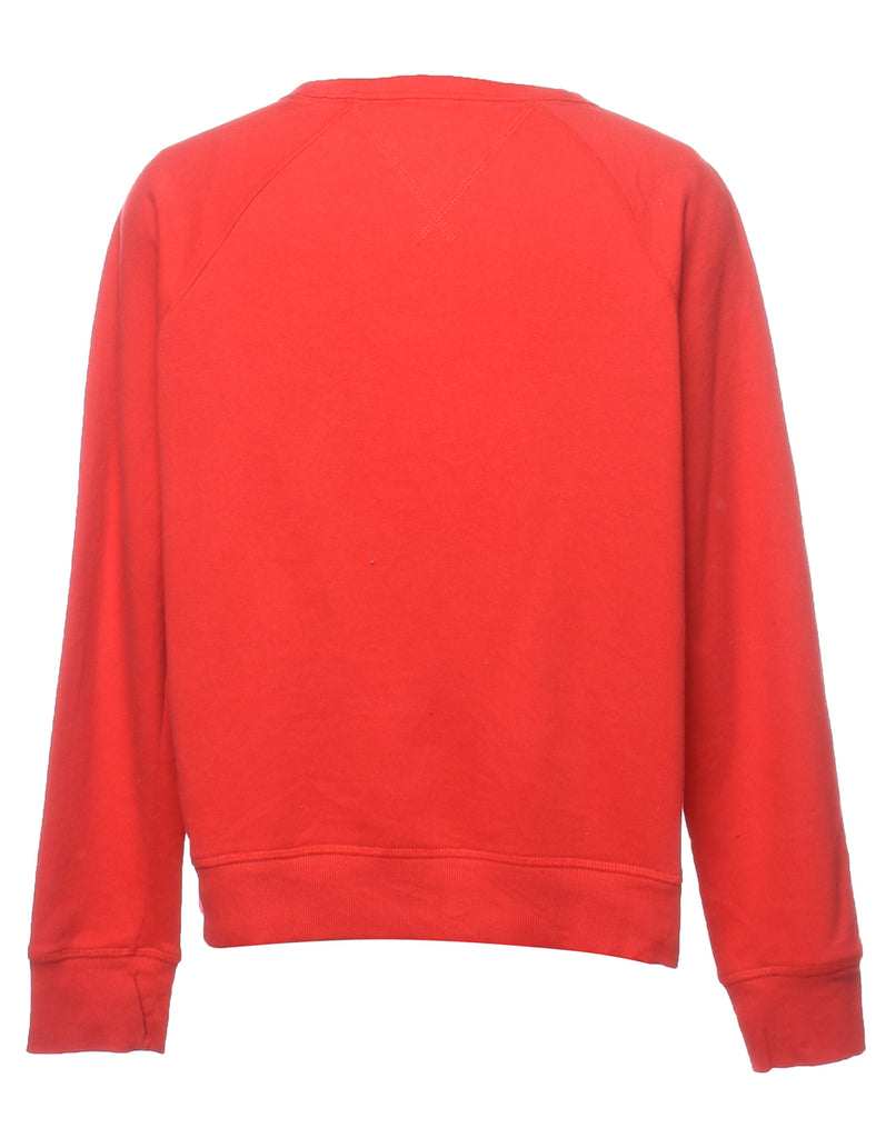 Tommy Hilfiger Plain Red 1990s Sweatshirt - M