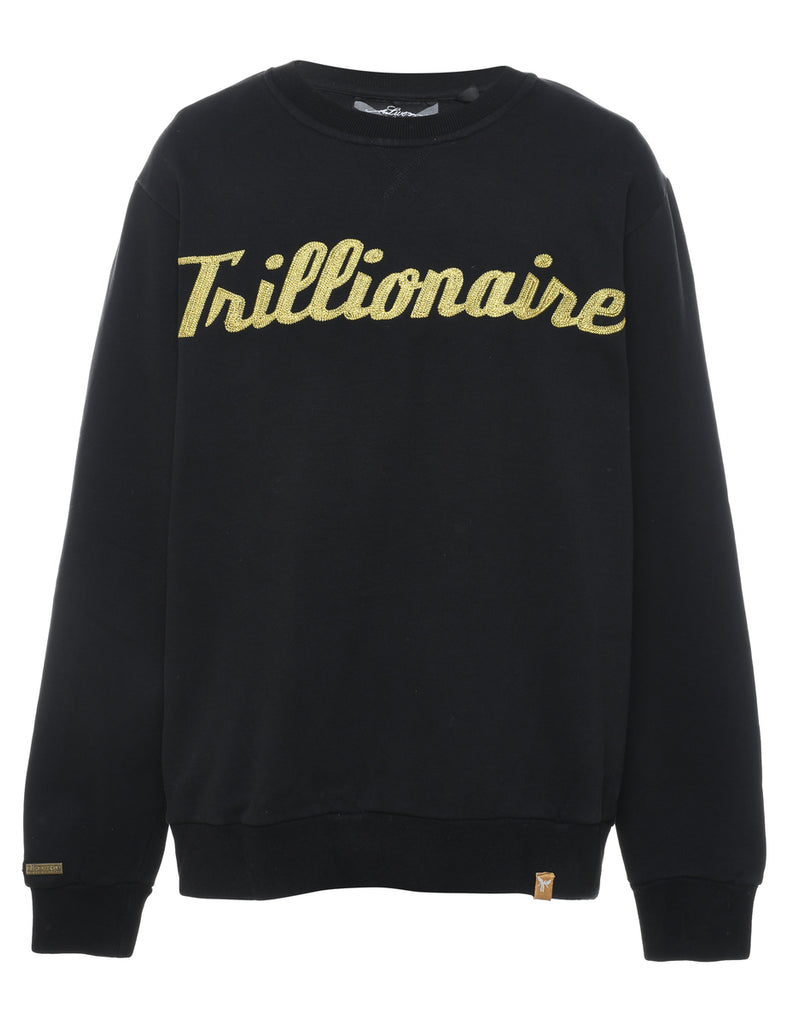 Trillionaire Printed Gold & Black Round Neck Sweatshirt - L