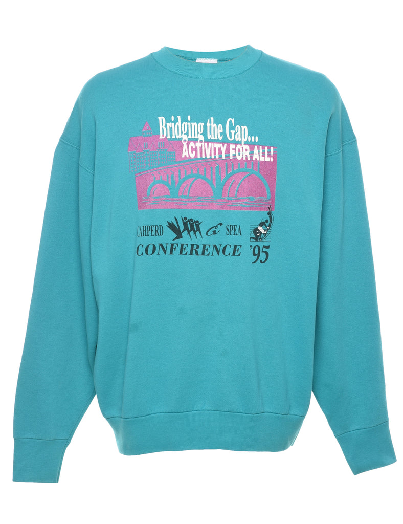 Turquoise Printed Sweatshirt - XL