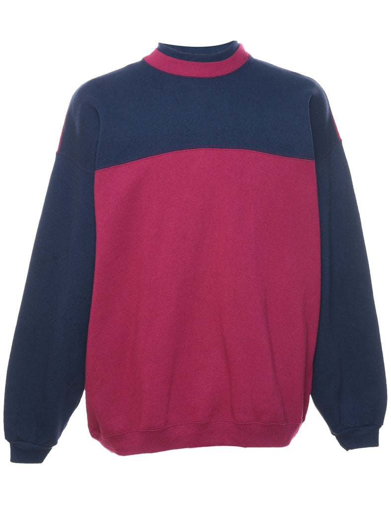 Two Tone Plain Navy & Maroon Sweatshirt - XL
