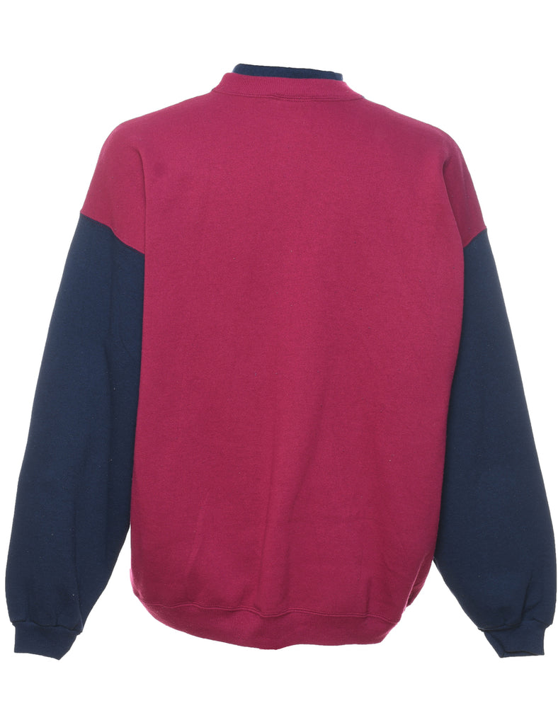Two Tone Plain Navy & Maroon Sweatshirt - XL