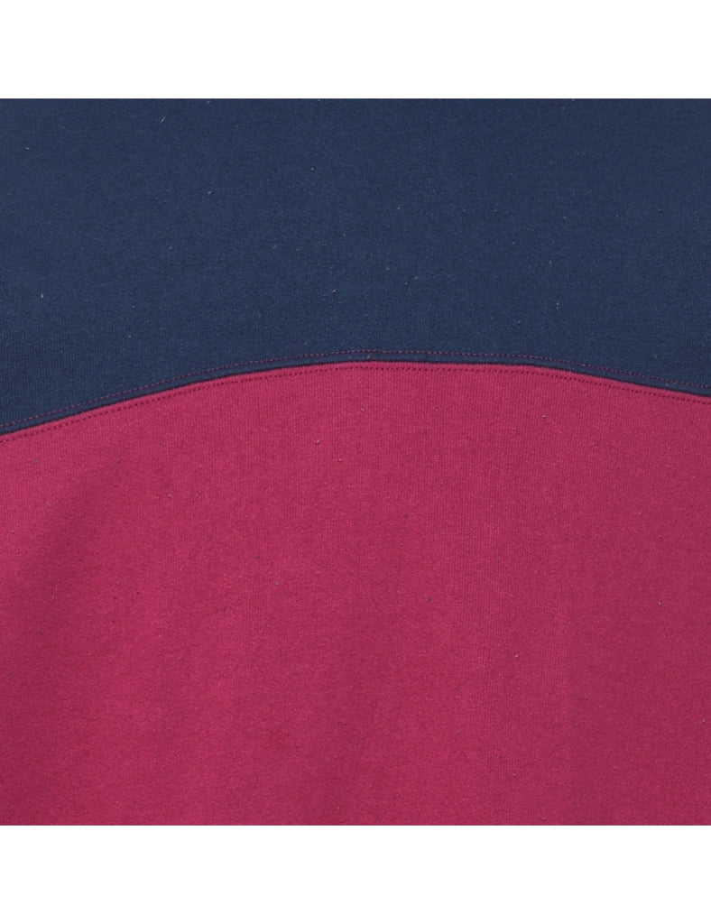 Two Tone Plain Navy & Maroon Sweatshirt - XL