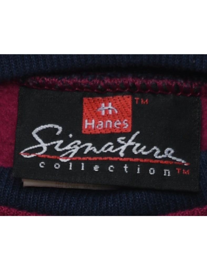 Two Tone Plain Navy & Maroon Sweatshirt - XL