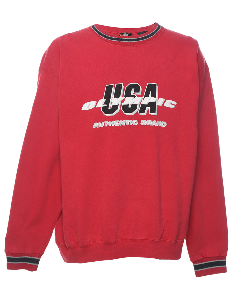 USA Olympic Printed Maroon Sweatshirt - L